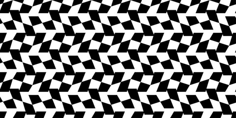 Aufkleber - Distorted chess cells. Vector seamless pattern with curved racing flag. For printing and applying to seamless surfaces such as wallpaper or packaging.