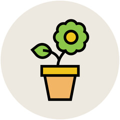 Poster - A plant pot flat round icon