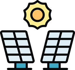 Poster - sun panel icon outline vector. solar energy. sunlight power color flat