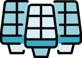 Poster - eco sun battery icon outline vector. energy power. electric solar color flat