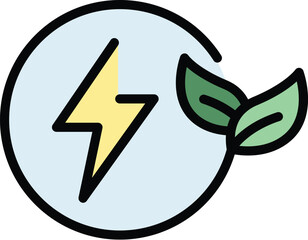 Poster - Eco leaf energy icon outline vector. Ecology environment. Nature power color flat
