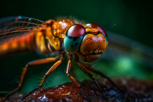 Fascinating Shot Of A Dragonfly. AI Generated