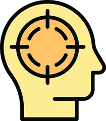 Poster - Focus head icon outline vector. Centric mind. Mental target color flat