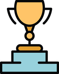 Poster - Success trophy icon outline vector. Winner reward. Best results color flat