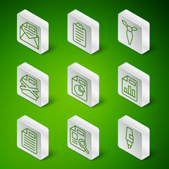 Poster - Set line Marker pen, Document with graph chart, Mail and e-mail, Delete file document, To list or planning, File and icon. Vector