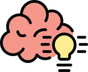Poster - creative idea icon outline vector. brain bulb. mind power color flat