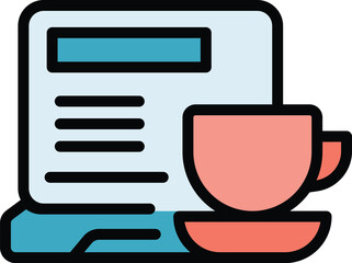 Poster - Office workplace icon outline vector. Work desk. Employee workstation color flat