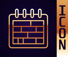Poster - Gold line Calendar icon isolated on black background. Event reminder symbol. Vector