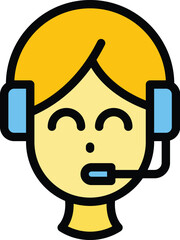 Poster - Course speaker icon outline vector. Conference teacher. Student teaching color flat
