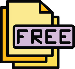 Poster - Free course material icon outline vector. Live webinar. Online webcast color flat