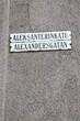 Bi-lingual street name sign for the Alexanterinkatu street in  downtown Helsinki.