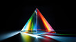 Prism dispersing white light into its constituent colors, a demonstration of the physics of light. Generative AI