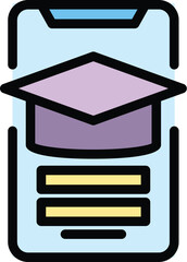 Poster - Degree course icon outline vector. Online education. Digital book color flat