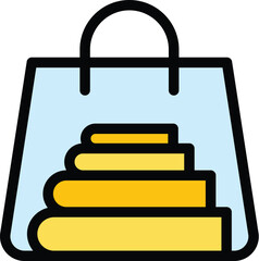 Poster - Bookshop icon outline vector. Book shelf. Library bookshelf color flat