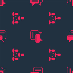 Poster - set employee hierarchy and speech bubble chat on seamless pattern. vector