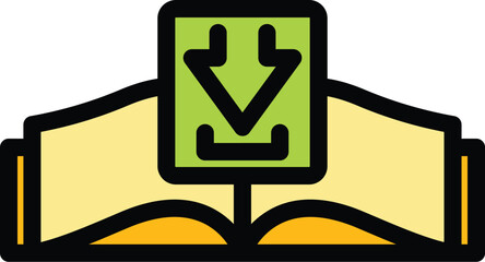 Poster - Download ebook icon outline vector. Digital book. Tablet library color flat