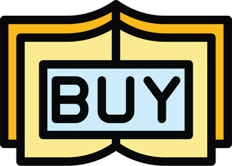 Poster - Purchase book icon outline vector. Digital bookshop. Online pdf color flat
