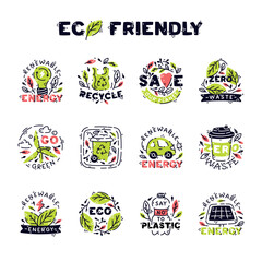 Poster - Eco Friendly Badges and Ecology Emblem Vector Set