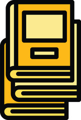 Poster - Library book icon outline vector. Study literature. School bookstore color flat