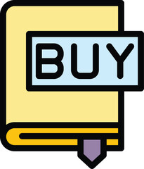 Poster - Shopping book icon outline vector. Library bookstore. Store catalog color flat