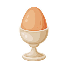 Sticker - Boiled Egg Served in Cup Isolated Vector Illustration