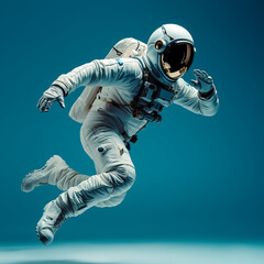 astronaut on isolated blue background.