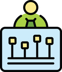 Poster - Customer survey icon outline vector. Feedback opinion. Satisfaction research color flat