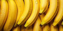 Fresh yellow bananas fruit background image. Generative AI graphic