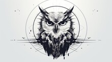 Vector Line Drawing Of Owl