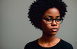 © Anton Dios - Portrait of a beautiful young african american woman wearing glasses. Generative AI