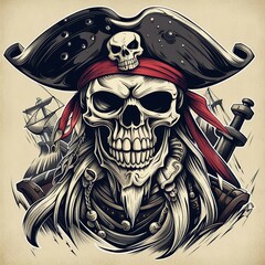 Wall Mural - scary pirate skull backgrund