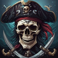 Wall Mural - scary pirate skull backgrund