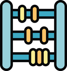 Poster - Kid abacus icon outline vector. School math. Child toy color flat