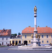 Golden statue with angels on the Kaptol square, Zagreb, Croatia
