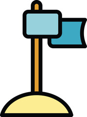 Poster - Flag achievement icon outline vector. Peak success. Top goal color flat