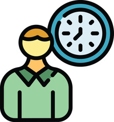 Poster - Time control icon outline vector. Business clock. Strategy timeline color flat
