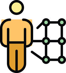 Poster - Worker productivity icon outline vector. Multitask employee. Manage time color flat