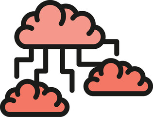 Poster - Storage memory cloud icon outline vector. Data server. External database color flat