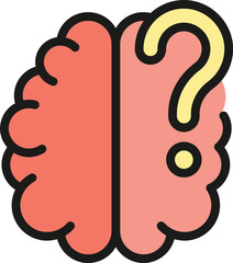 Wall Mural - Brain question icon outline vector. Human mind. Critical thinker color flat