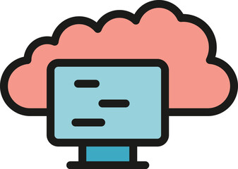 Poster - Computer memory icon outline vector. Storage ram. Server data color flat