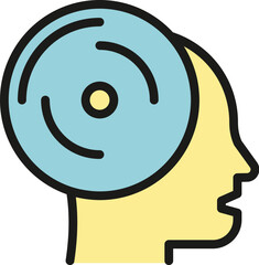 Poster - head memory save icon outline vector. creative brain. human mind color flat