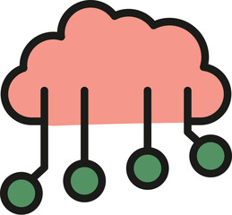 Poster - smart memory icon outline vector. head brain. digital mind color flat
