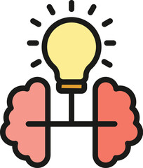 Poster - idea brain icon outline vector. mind light. creative solution color flat