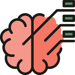 Poster - Brain tech icon outline vector. Human data. Head system color flat