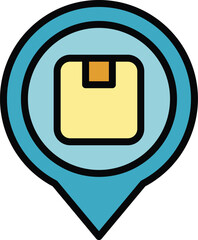 Poster - Package location icon outline vector. Cargo distribution. Shipping service color flat