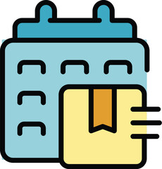 Poster - Delivery service icon outline vector. Order shipment. Cargo transport color flat