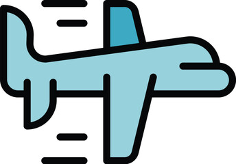 Poster - Airplane shipping icon outline vector. Ship delivery. Export service color flat