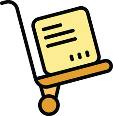 Poster - Cart package icon outline vector. Cargo delivery. Shipping service color flat