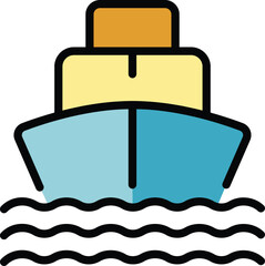 Poster - Sea shipment icon outline vector. Cargo ship. Marine delivery color flat