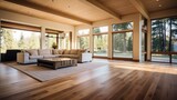 Fototapeta Dinusie - a large living room with a large wood floor